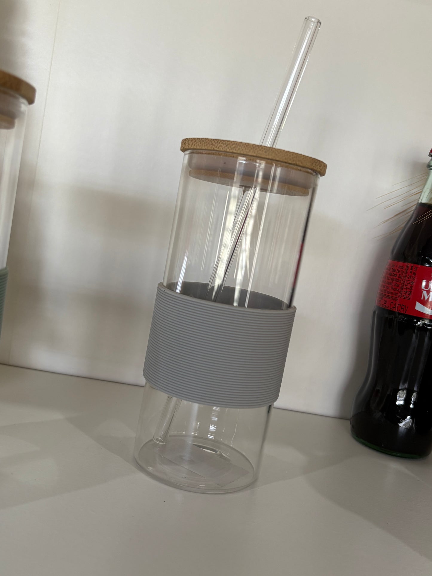 VAS01 Vaso Vidrio con tapa de bambu