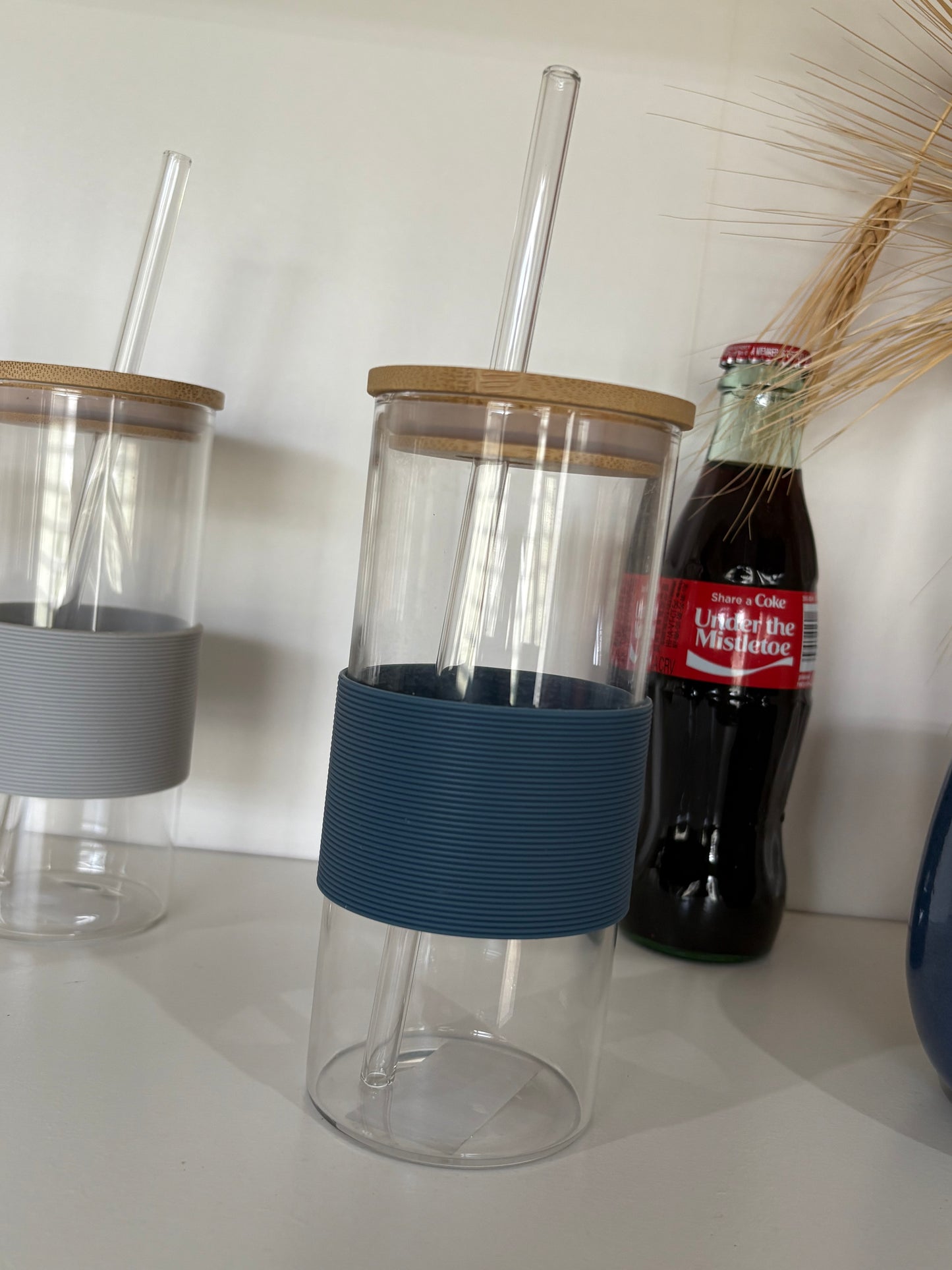 VAS01 Vaso Vidrio con tapa de bambu