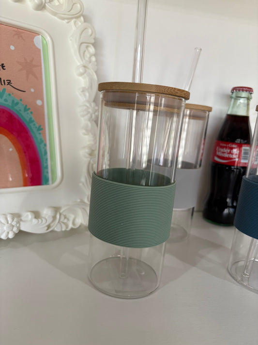 VAS01 Vaso Vidrio con tapa de bambu